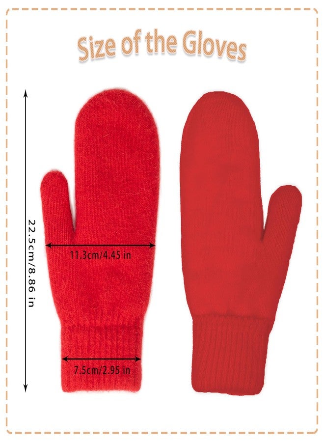 FGSS Winter Warm Mittens for Women Men - Soft Faux Rabbit Fur Mittens Elastic Cuff Fashionable Stretchy Knit Gloves Cold Weather - Image 3